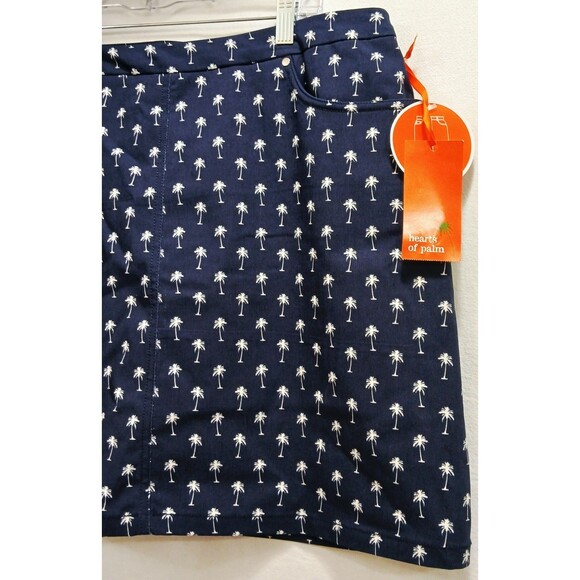 Hearts Of Palm Women's Casual Skort Size 16 Pockets Navy Blue Palm Trees NWT - Picture 3 of 6